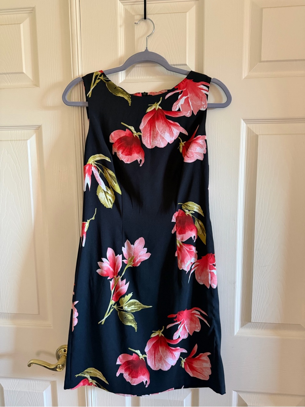 Alyx Black Midi Dress with Pink Floral Print - Picture 1 of 2